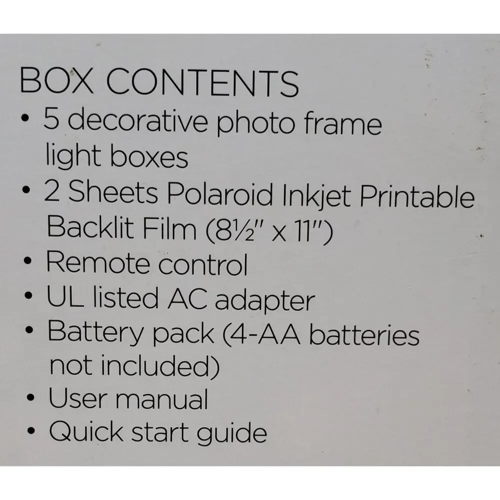 Polaroid 5-Photo Frame 12ft String LED Lightboxes -Candlenut Distressed Wood NEW